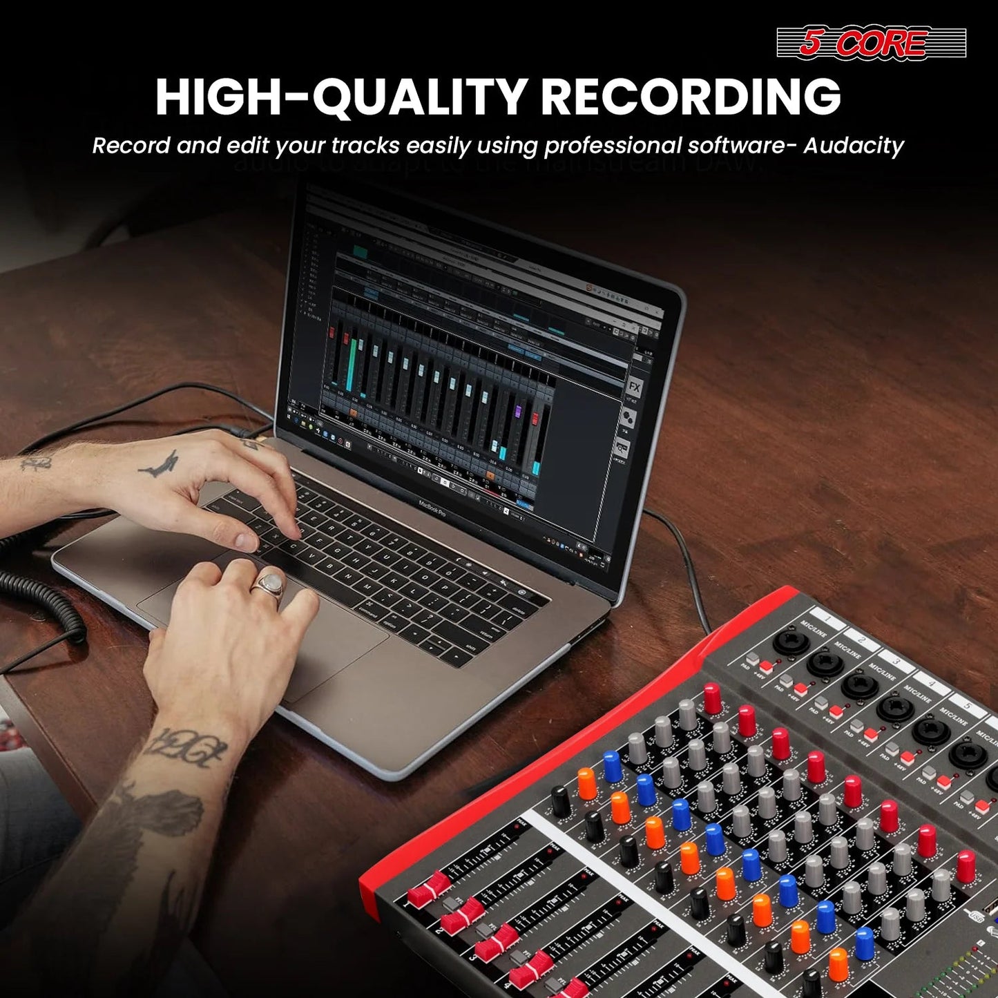 Audio Mixer 12 Channel DJ Equipment with Bluetooth USB Sound Board