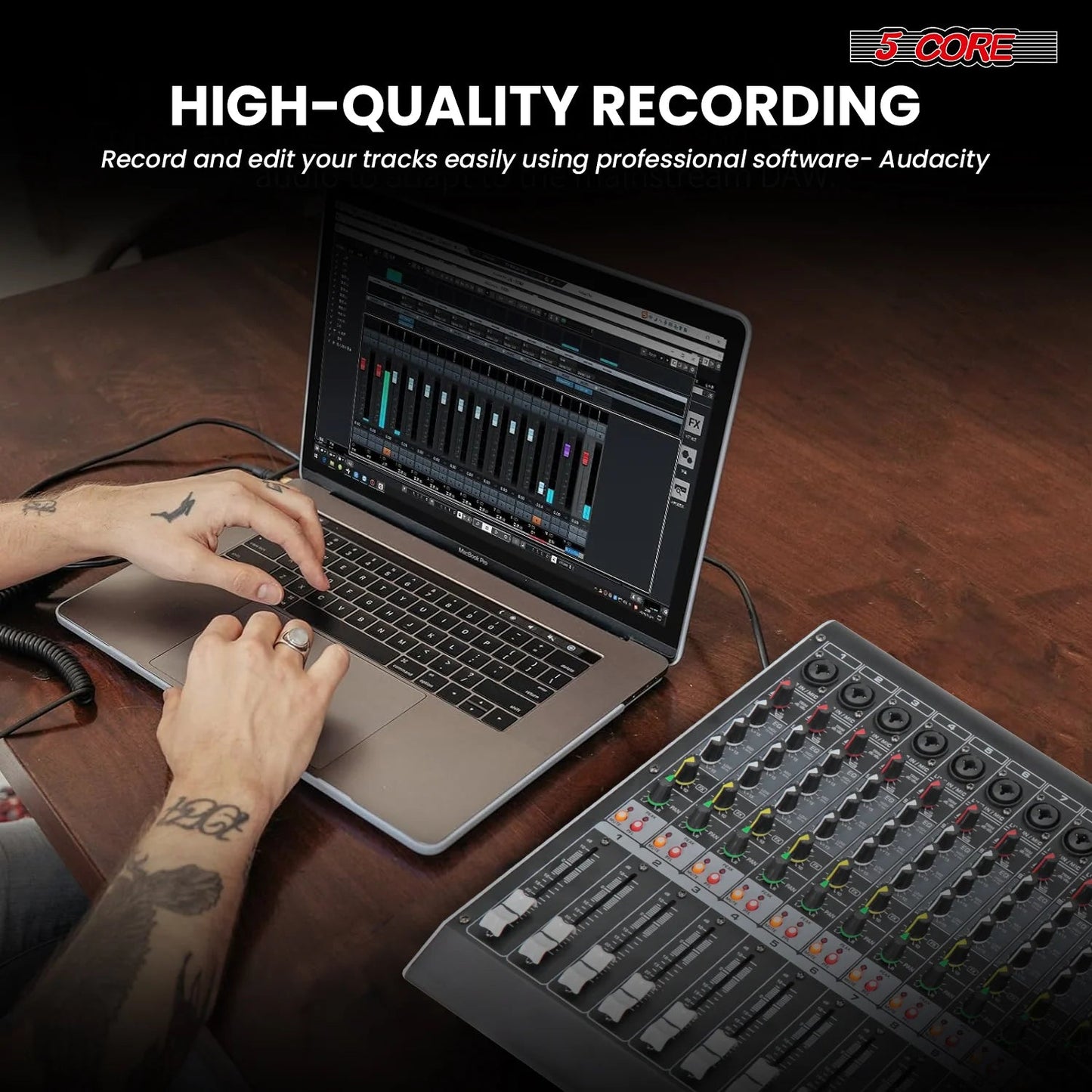 Audio Mixer 12 Channel DJ Equipment with Bluetooth USB Console Sound