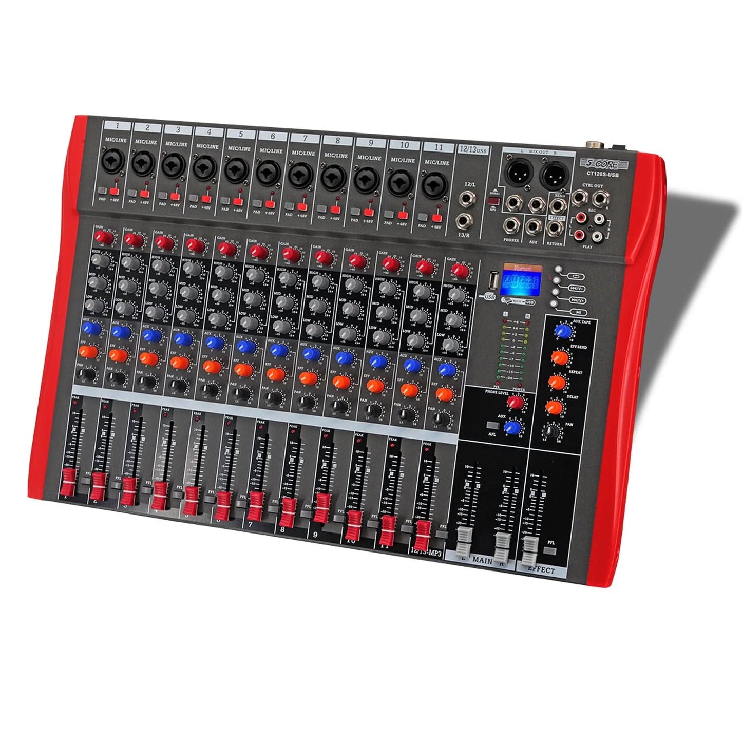 Audio Mixer 12 Channel DJ Equipment with Bluetooth USB Sound Board