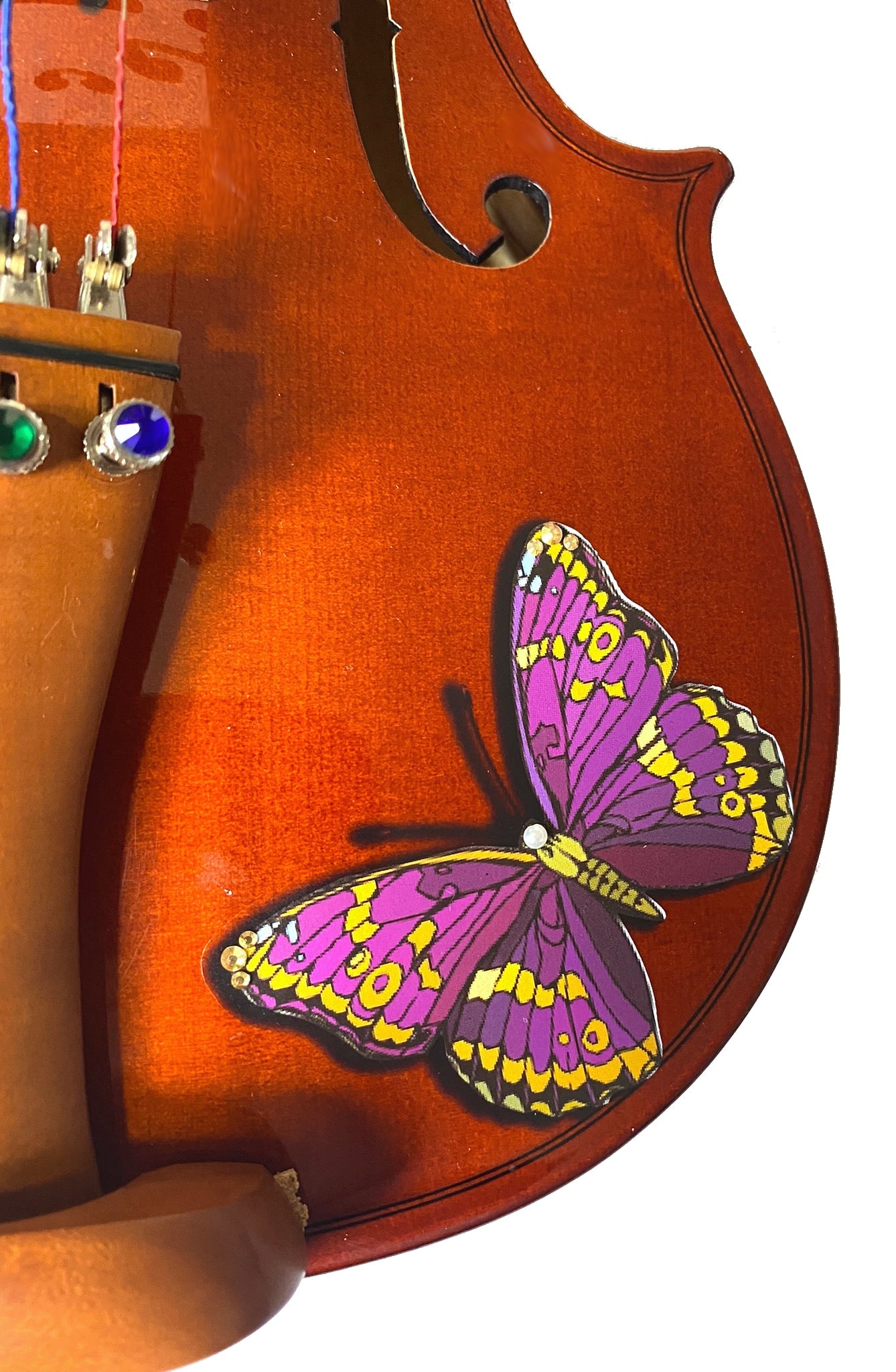 Butterfly Dream Bejeweled Violin Outfit w Brazilwood Bow Case Crystal