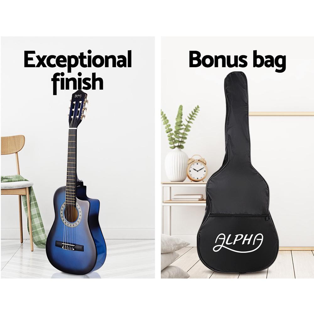 Alpha 34 Inch Classical Guitar Wooden Body Nylon String w/ Stand