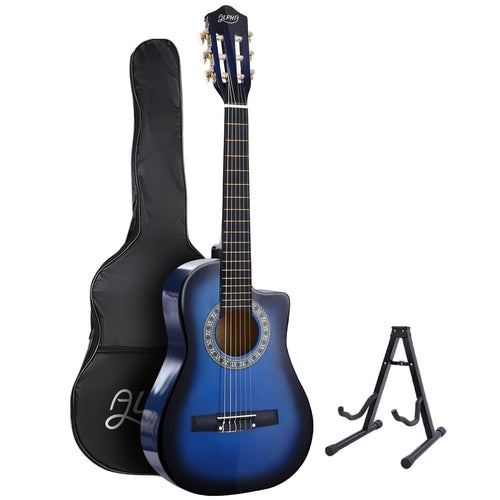 Alpha 34 Inch Classical Guitar Wooden Body Nylon String w/ Stand