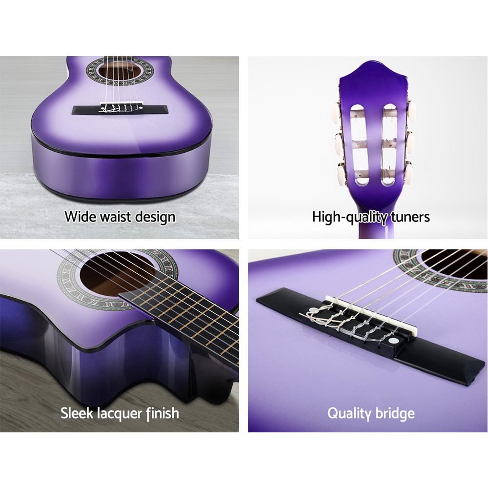 Alpha 34 Inch Classical Guitar Wooden Body Nylon String w/ Stand
