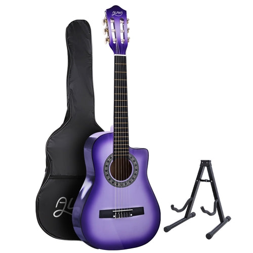 Alpha 34 Inch Classical Guitar Wooden Body Nylon String w/ Stand