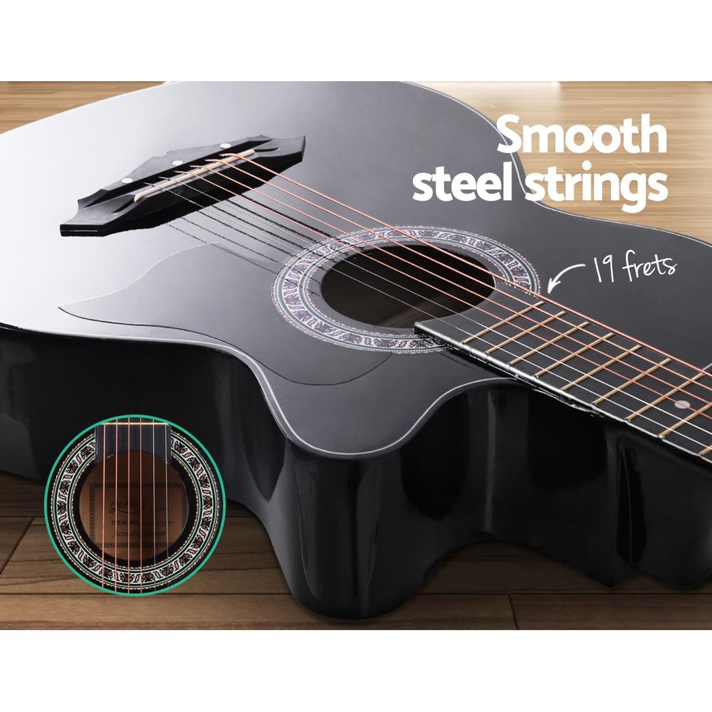Alpha 38 Inch Acoustic Guitar Wooden Body Steel String Full Size