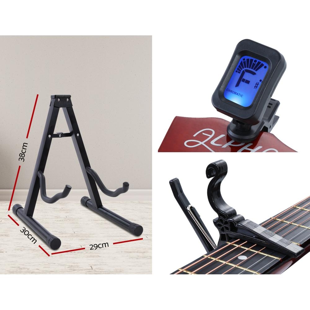 Alpha 38 Inch Acoustic Guitar Wooden Body Steel String Full Size w/