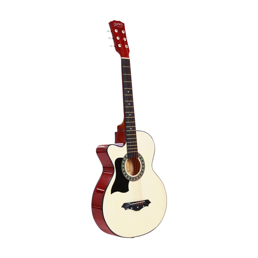 Alpha 38 Inch Acoustic Guitar Wooden Body Steel String Full Size Left