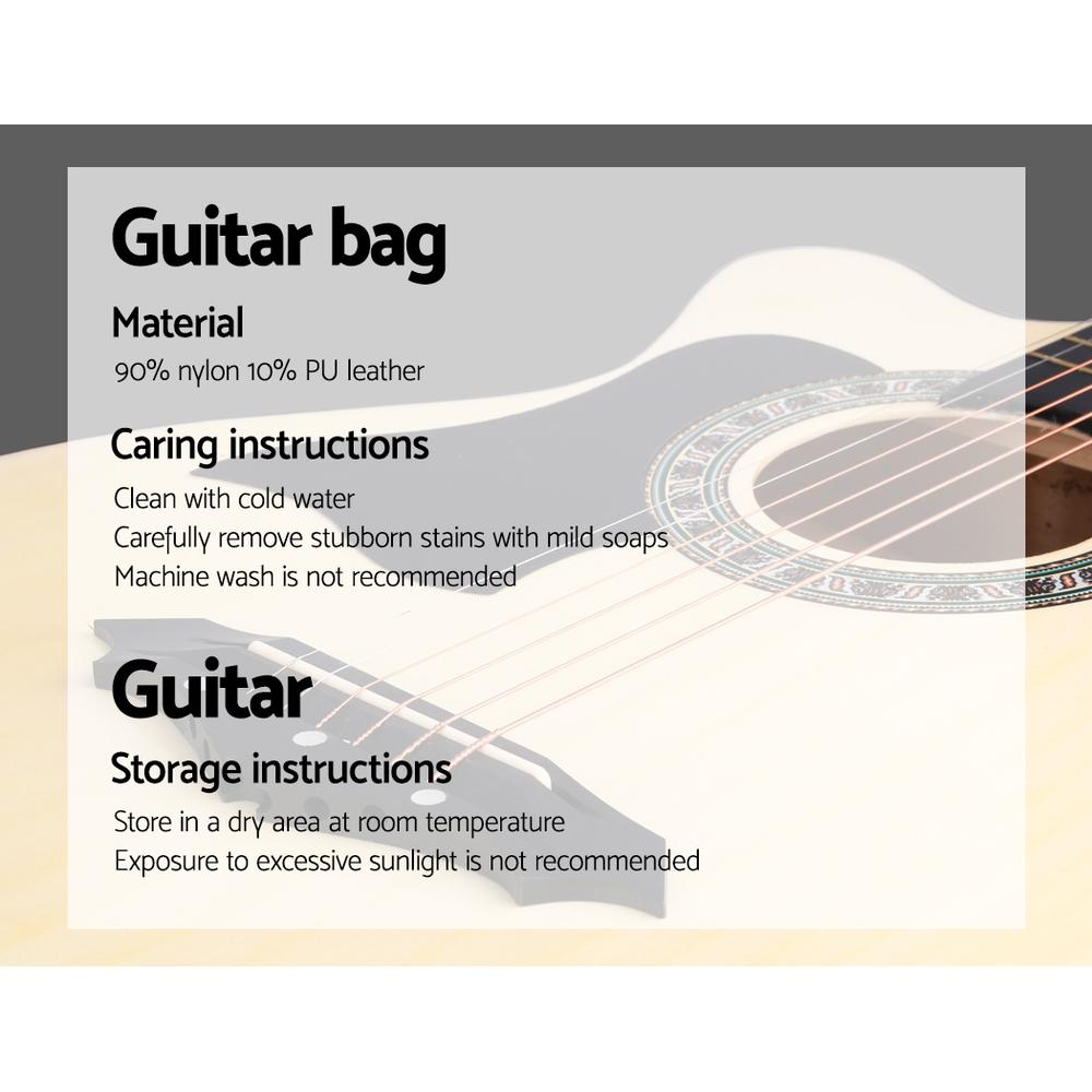 Alpha 38 Inch Acoustic Guitar Wooden Body Steel String Full Size Left