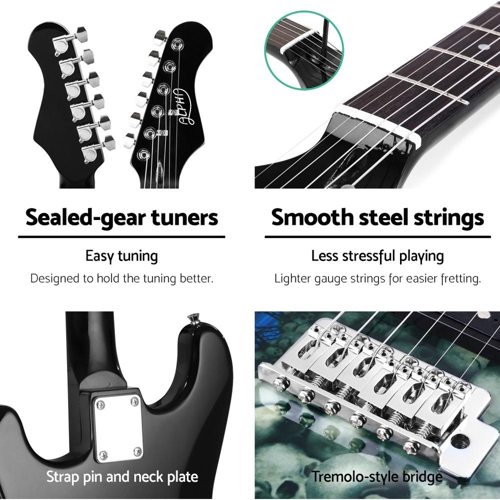 Alpha 41 Inch Electirc Guitar Humbucker Pickup Switch Full Size Skull