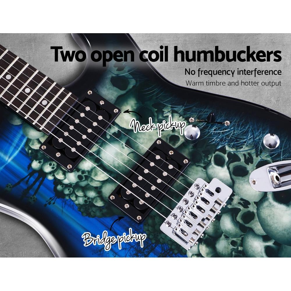 Alpha 41 Inch Electirc Guitar Humbucker Pickup Switch Full Size Skull