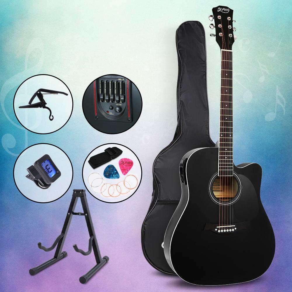 Alpha 41 Inch Acoustic Guitar Equaliser Electric Output Cutaway w/