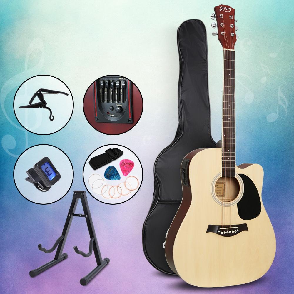 Alpha 41 Inch Acoustic Guitar Equaliser Electric Output Cutaway w/