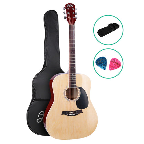 Alpha 41 Inch Acoustic Guitar Wooden Body Steel String Dreadnought
