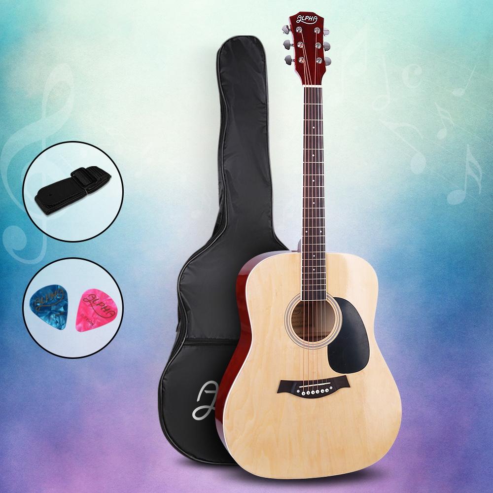 Alpha 41 Inch Acoustic Guitar Wooden Body Steel String Dreadnought