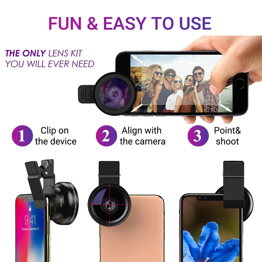 Professional Phone Camera Lens 12.5x Macro Camera Photo HD 0.45x Super