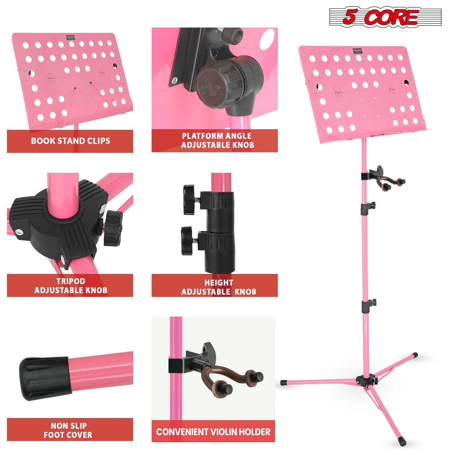 5Core Music Stand For Sheet Music Portable Tripod Adjustable Folding