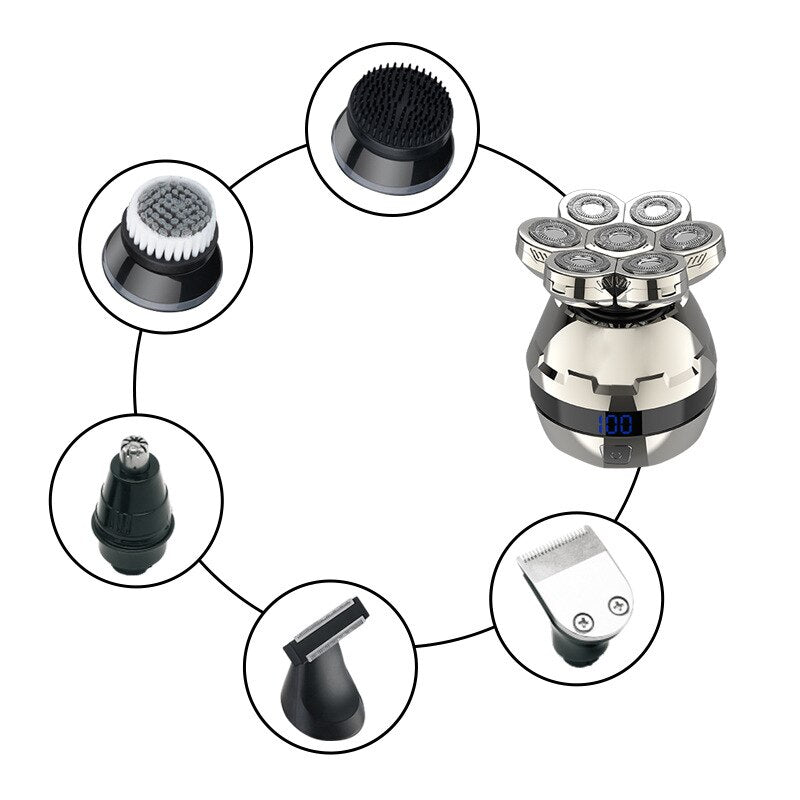 Men’s 6-in-1 Electric Head Shaver for Bald Men Cordless Rechargeable
