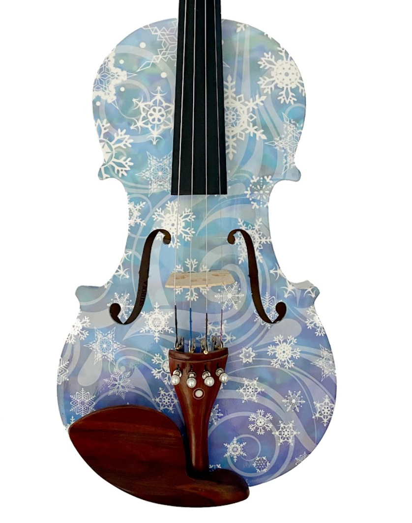 Snowflake Blue Violin Outfit w Matching Carbon Fiber Bow Case Crystal