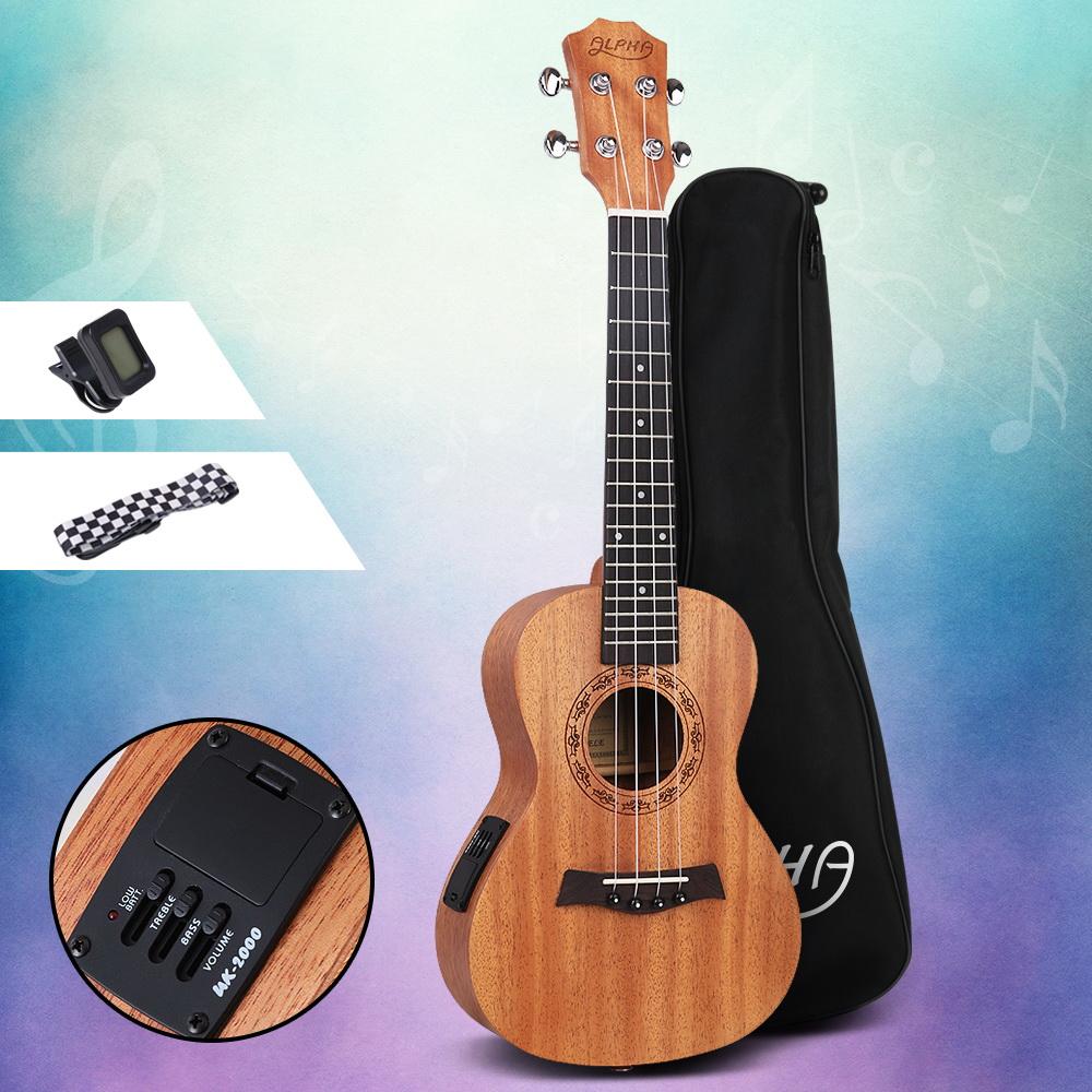 Alpha 26" Ukulele Equaliser Natural Mahogany Tenor Beginner Gift w/