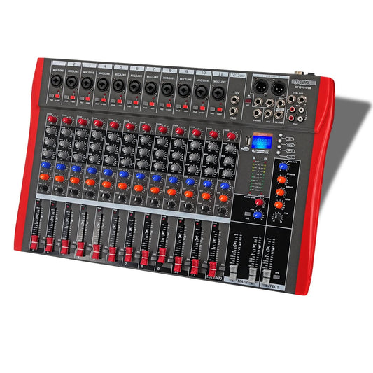 Audio Mixer 12 Channel DJ Equipment with Bluetooth USB Sound Board
