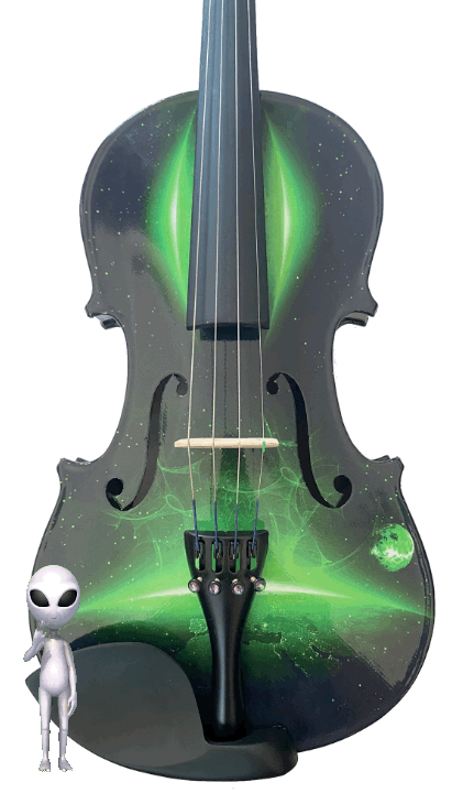 Rozanna's Neon Green Galaxy Ride Violin Outfit w/ Matching Carbon