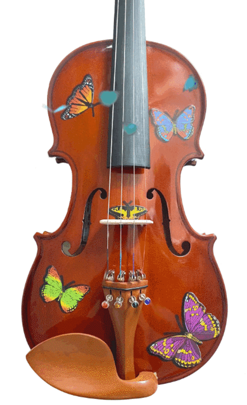 Butterfly Dream Bejeweled Violin Outfit w Brazilwood Bow Case Crystal