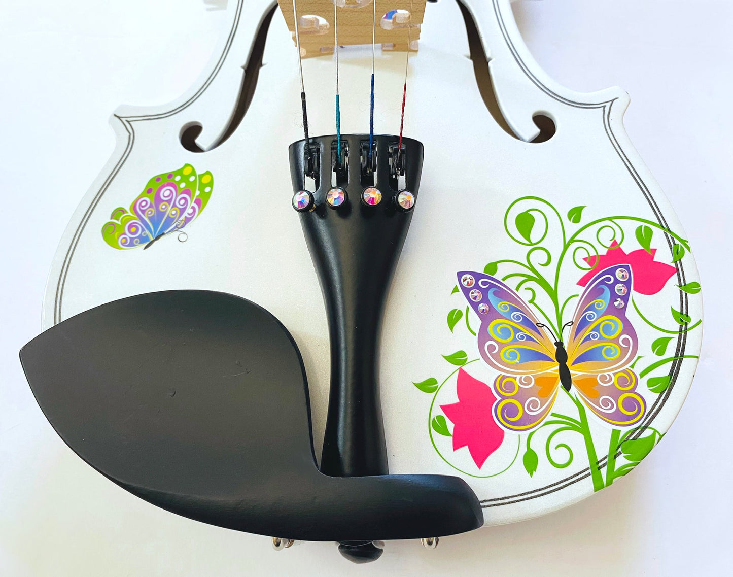 Butterfly BLING II White Violin Outfit w Matching Carbon Fiber Bow