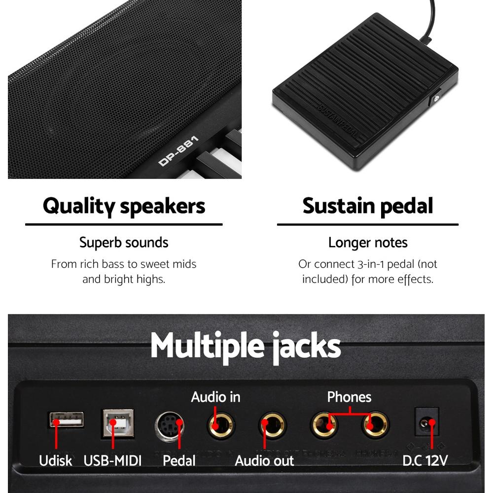 Alpha 88 Keys Electronic Piano Keyboard Digital Electric w/ Stand