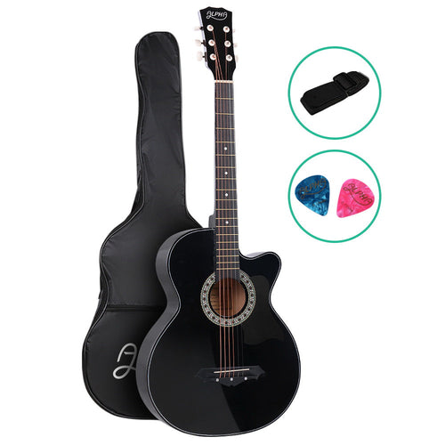 Alpha 38 Inch Acoustic Guitar Wooden Body Steel String Full Size