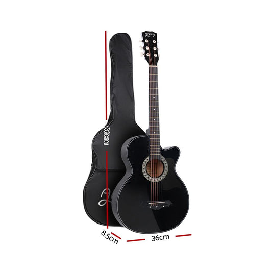 Alpha 38 Inch Acoustic Guitar Wooden Body Steel String Full Size