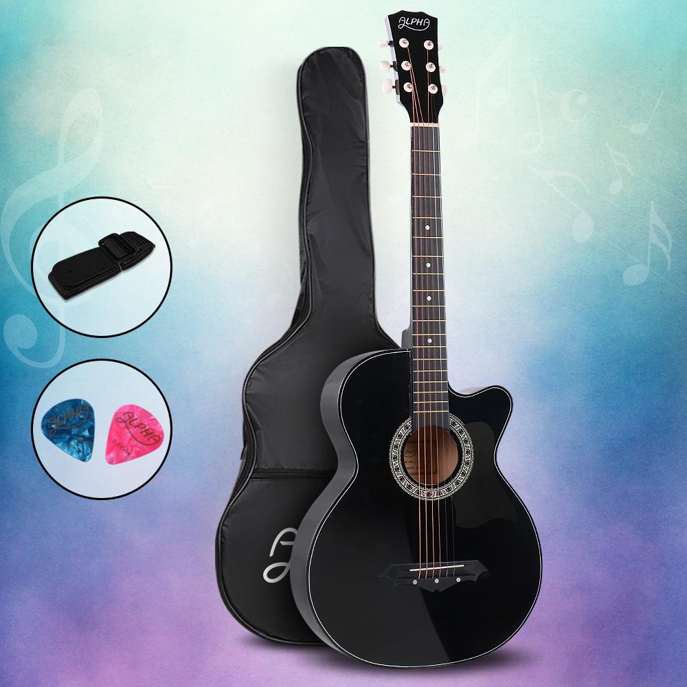 Alpha 38 Inch Acoustic Guitar Wooden Body Steel String Full Size