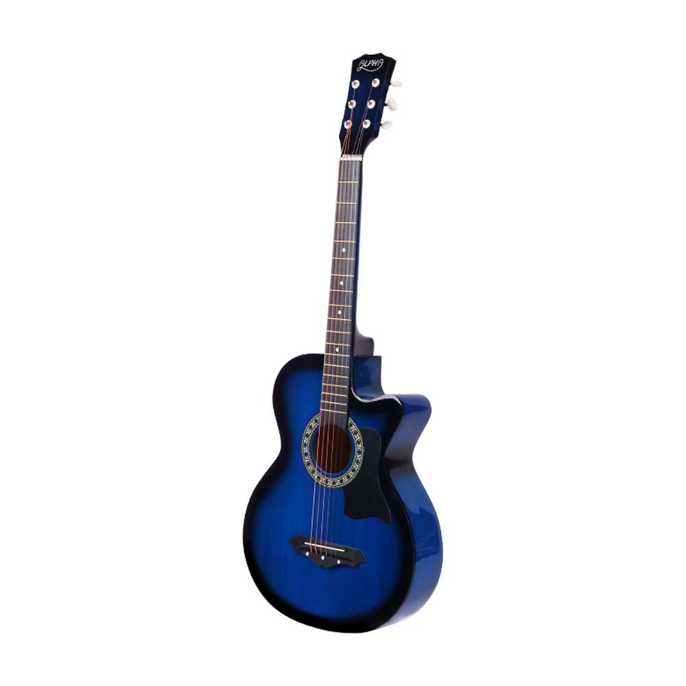 Alpha 38 Inch Acoustic Guitar Wooden Body Steel String Full Size w/