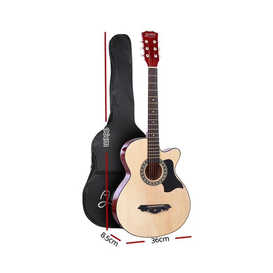 Alpha 38 Inch Acoustic Guitar Wooden Body Steel String Full Size
