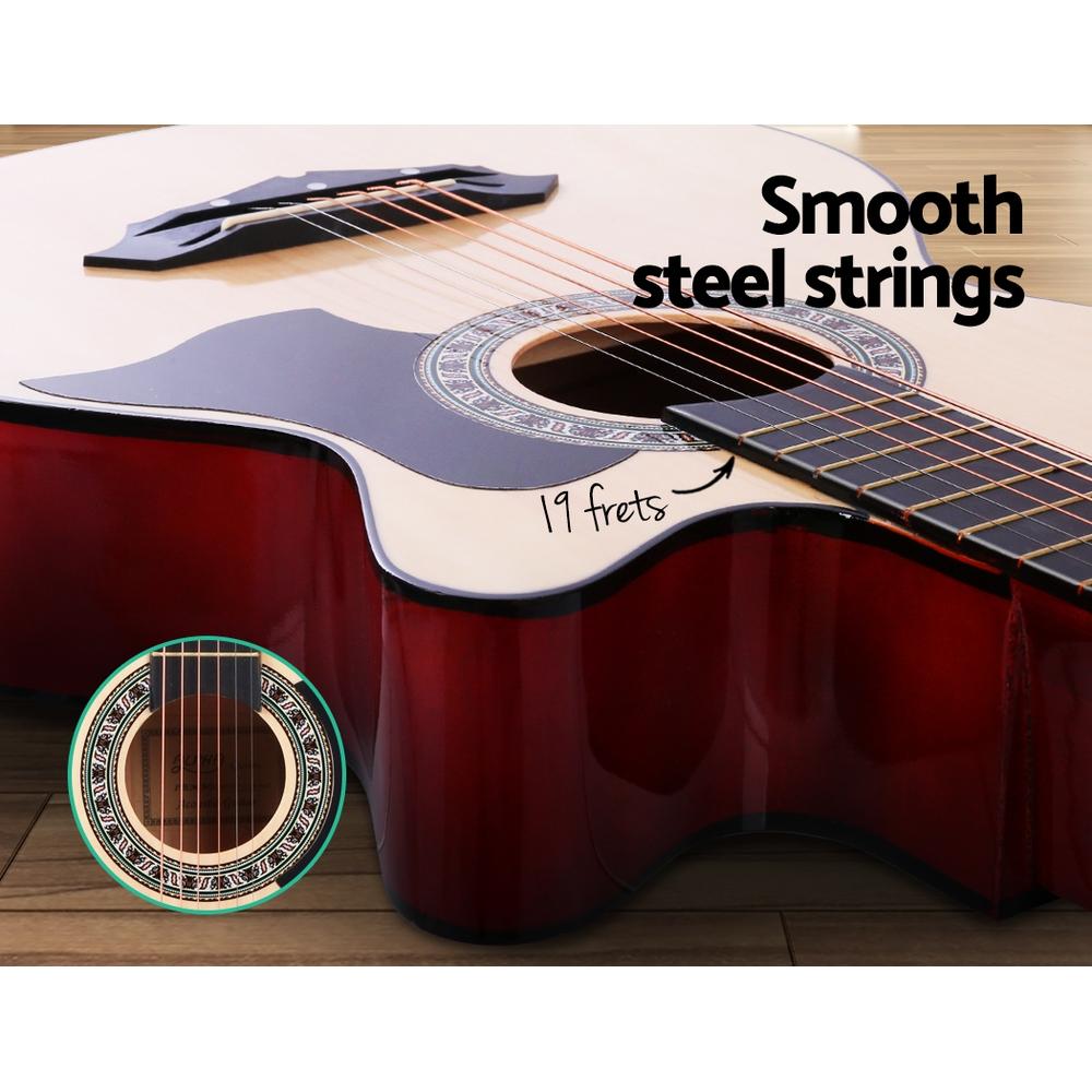 Alpha 38 Inch Acoustic Guitar Wooden Body Steel String Full Size