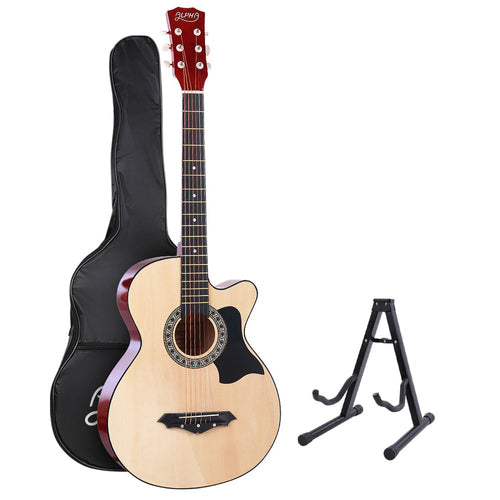 Alpha 38 Inch Acoustic Guitar Wooden Body Steel String Full Size w/