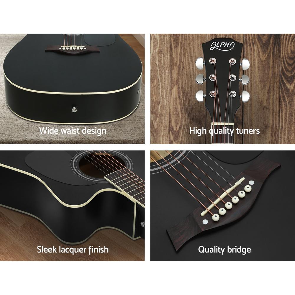 Alpha 41 Inch Acoustic Guitar Equaliser Electric Output Jack Cutaway