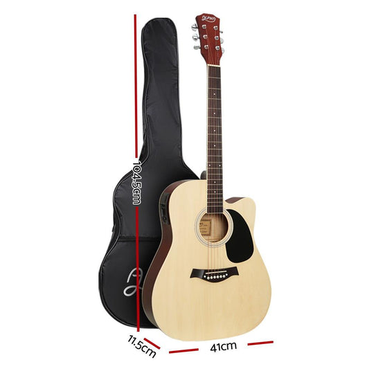 Alpha 41 Inch Acoustic Guitar Equaliser Electric Output Cutaway w/