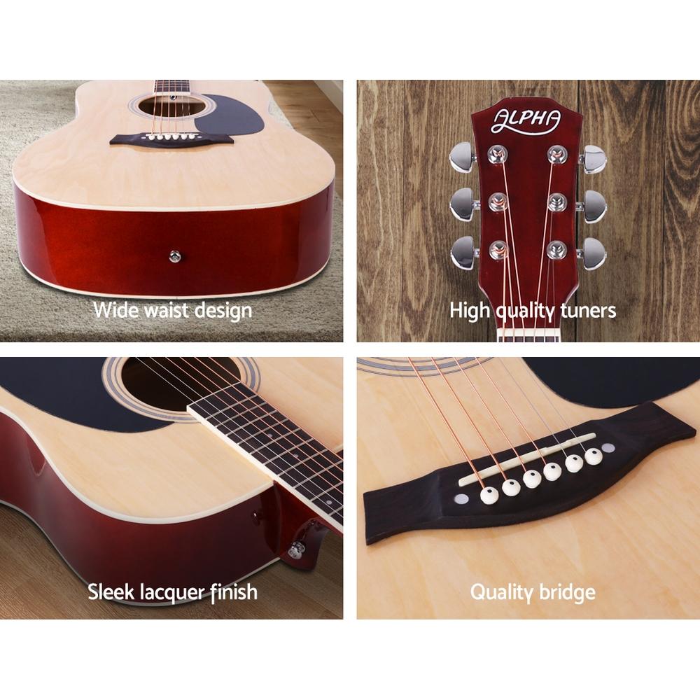 Alpha 41 Inch Acoustic Guitar Wooden Body Steel String Dreadnought