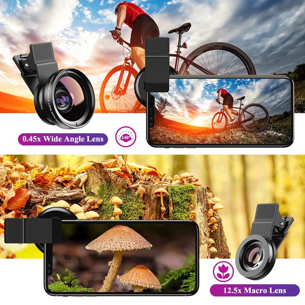 Professional Phone Camera Lens 12.5x Macro Camera Photo HD 0.45x Super