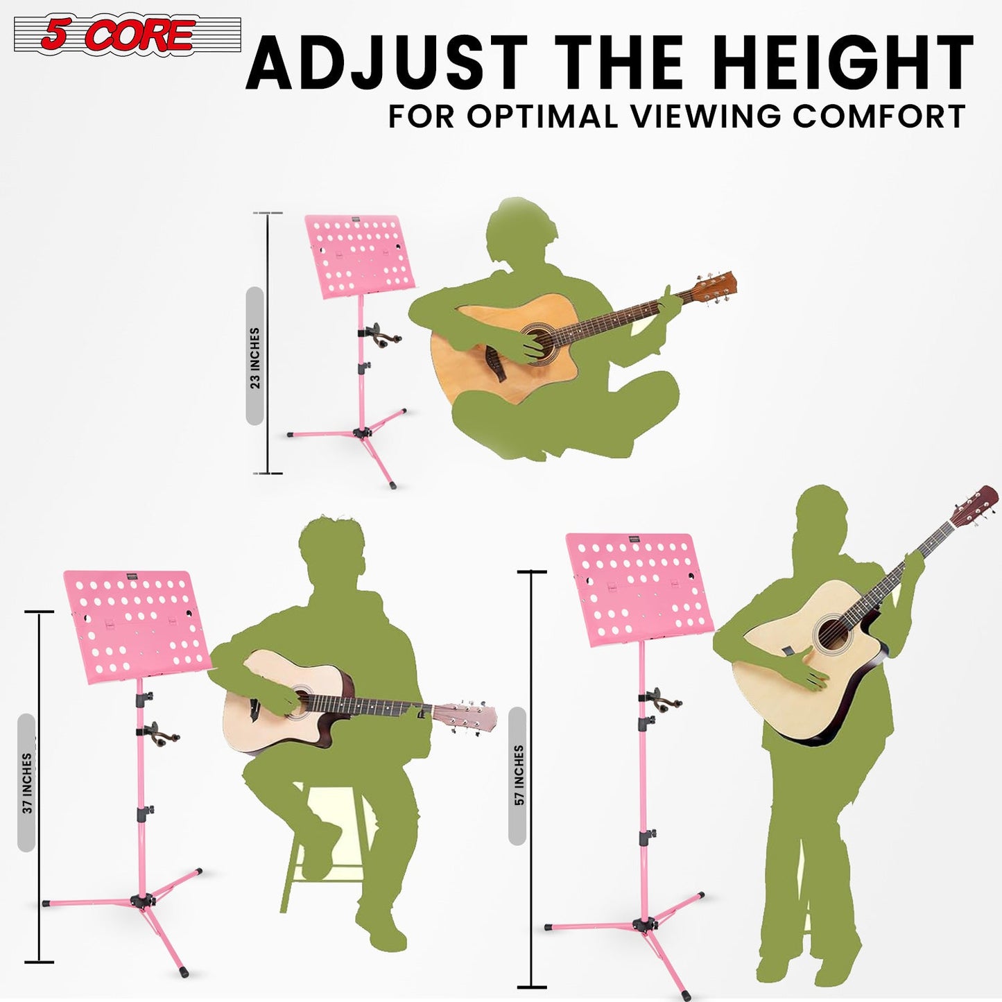 5Core Music Stand For Sheet Music Portable Tripod Adjustable Folding
