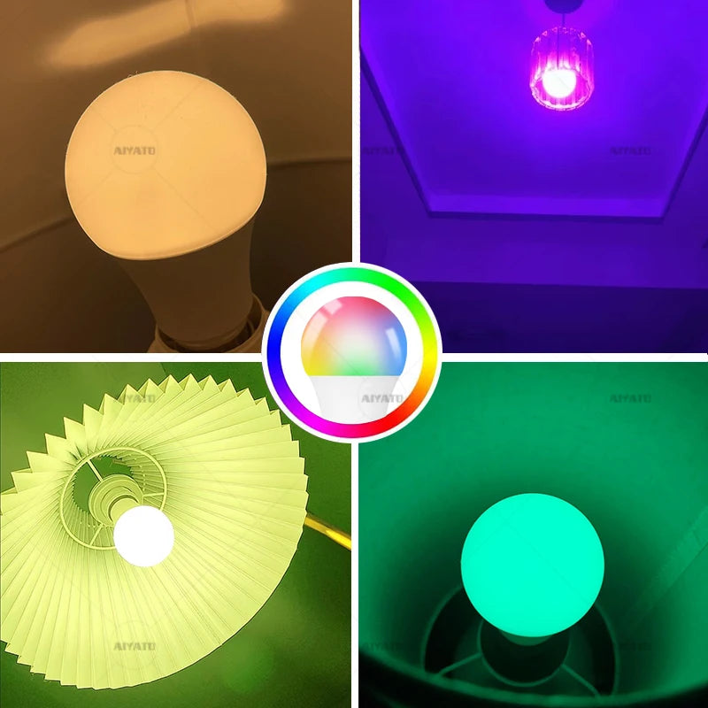UK Standard Britain 220-240V Tuya Bluetooth 5.0 Smart Led Bulb 9W A19 B22 Snap-on Base Lamp RGBCW Smart Life APP 2700-6500K