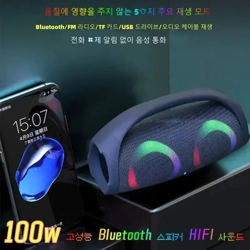Bluetooth Speaker Portable Waterproof 100W High Power RGB Colorful Light Wireless Subwoofer Stereo Surround Subwoofer boombox