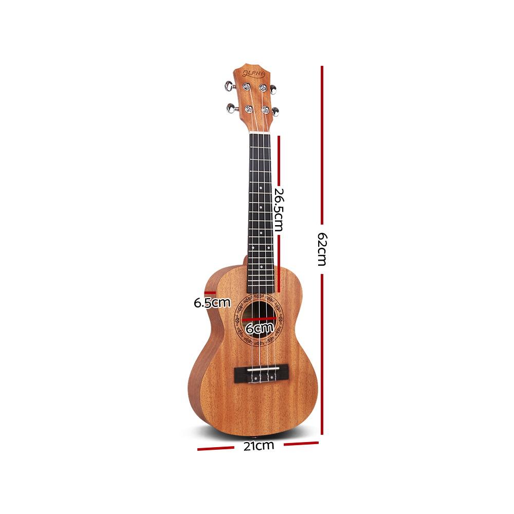 Alpha 23" Ukulele Natural Mahogany Concert Beginner Gift w/ Carry Bag