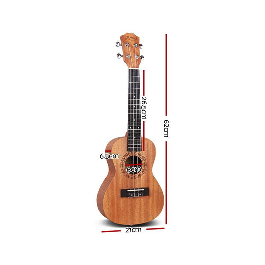 Alpha 23" Ukulele Natural Mahogany Concert Beginner Gift w/ Carry Bag