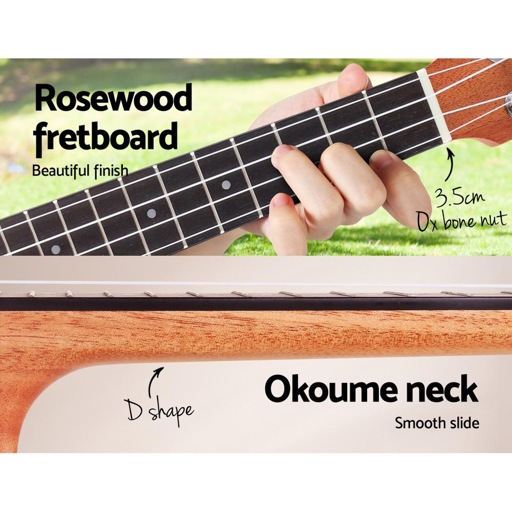 Alpha 26" Ukulele Equaliser Natural Mahogany Tenor Beginner Gift w/
