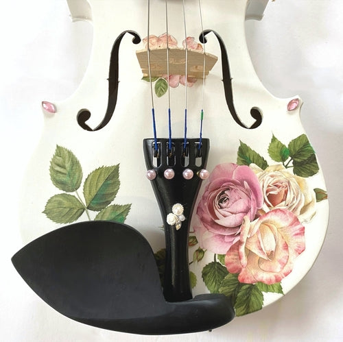Rozanna's Rose Delight Violin Outfit w Carbon Fiber Bow Case Pearl