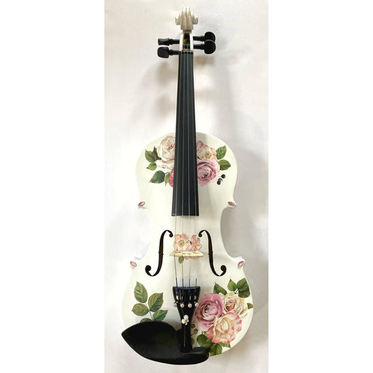 Rozanna's Rose Delight Violin Outfit w Carbon Fiber Bow Case Pearl