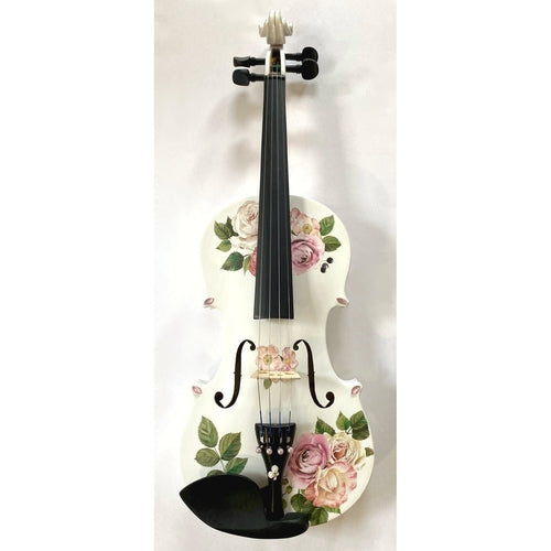 Rozanna's Rose Delight Violin Outfit w Carbon Fiber Bow Case Pearl