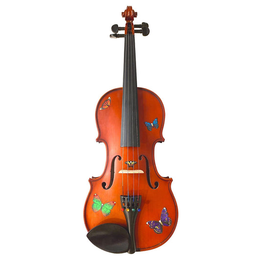 Butterfly Dream Bejeweled Violin Outfit w Brazilwood Bow Case Crystal