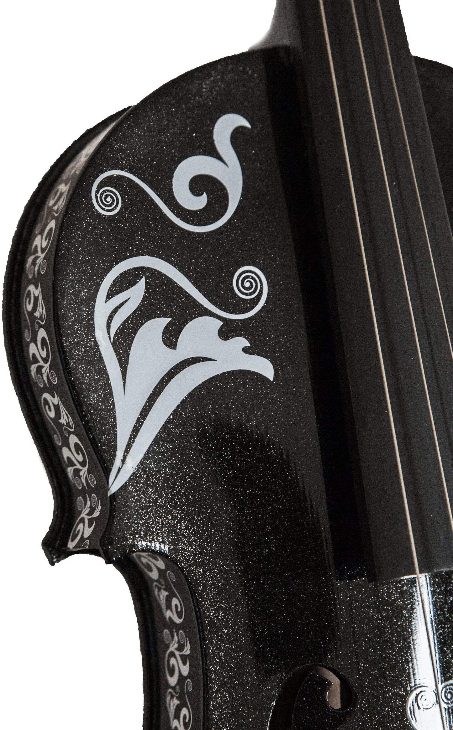 Cinco de Mayo Black Glitter Violin w Carbon Fiber Bow Case Crystal